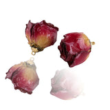 Japanese Real Flower Rose Purple Epoxy Ear Stud Material 2pcs