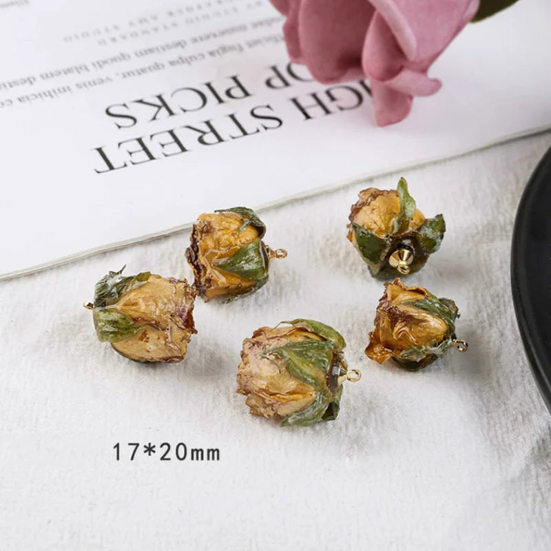 Japanese Real Flower Rose Purple Epoxy Ear Stud Material 2pcs