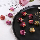 Japanese Real Flower Rose Purple Epoxy Ear Stud Material 2pcs