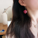 Harajuku Style Cherries Petal Dried Flower Fruit Earrings Exaggerated