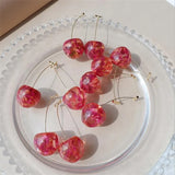 Harajuku Style Cherries Petal Dried Flower Fruit Earrings Exaggerated