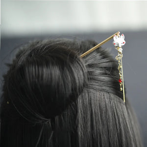 Vintage Wood Cat Corgi Fox Hair Sticks