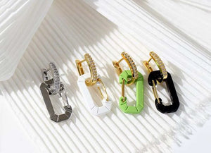 Japanese EERA chain buckle candy-colored rhinestone earrings
