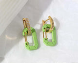 Japanese EERA chain buckle candy-colored rhinestone earrings