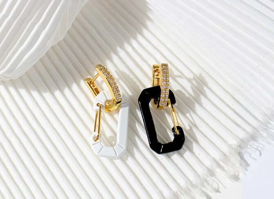 Japanese EERA chain buckle candy-colored rhinestone earrings