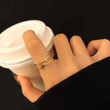 Japanese-Korean Style Double Cross Zircon Ring for Women