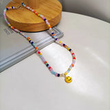 Japanese Personalized Colorful Rice Bead Necklace Funny Face Neck Chain