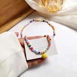 Japanese Personalized Colorful Rice Bead Necklace Funny Face Neck Chain