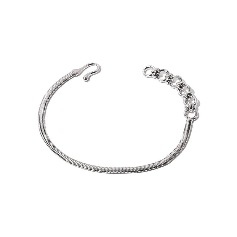 Japanese Hip-hop Silver Snake Bone Chain Bracelet
