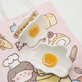 Japanese Ruffled Egg Hair Claws Hairpin Sweet Hair Clips