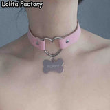 Japanese Sweet Lolita Necklace Goth Women Choker Dog Tag Customizable