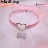 Japanese Sweet Lolita Necklace Goth Women Choker Dog Tag Customizable
