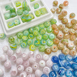 Japanese Star Sky Flat Round Glass Beads DIY Necklace Bracelet Earrings