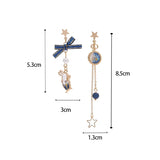 Japanese Rabbit Clip Earring Asymmetric Bow Moon Star Long Clip Without Piercing
