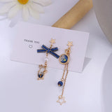 Japanese Rabbit Clip Earring Asymmetric Bow Moon Star Long Clip Without Piercing