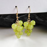 Japanese Style Green Grapes Clip on Earrings Round Crystal Grape Shape