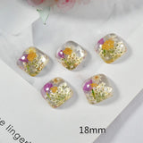 Japanese-Style Dried Flower Resin Patch DIY Accessory 2pcs