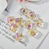 Japanese-Style Dried Flower Resin Patch DIY Accessory 2pcs
