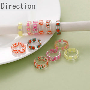 Japanese Acrylic Fruit Slice Ring Sweet Girl Jewelry Index Finger Tail Ring
