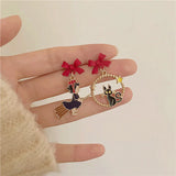 Japanese Witch Cat Clip Earrings Funny Cartoon Bow Cat Clip No Piercing