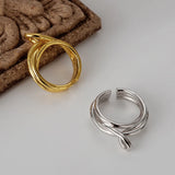 Japanese Style S925 Silver Knot Layer Winding Ring Ear Clip