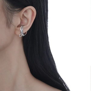 Japanese Style S925 Silver Knot Layer Winding Ring Ear Clip