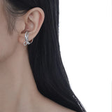 Japanese Style S925 Silver Knot Layer Winding Ring Ear Clip