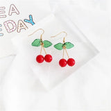 Japanese Sweet Youth Girl Cherry Earrings Fresh Women Ear Clips