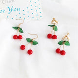 Japanese Sweet Youth Girl Cherry Earrings Fresh Women Ear Clips