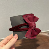 Japanese Velvet Bow Hairpin Vintage Fringe Clip Hair Accessories for Women