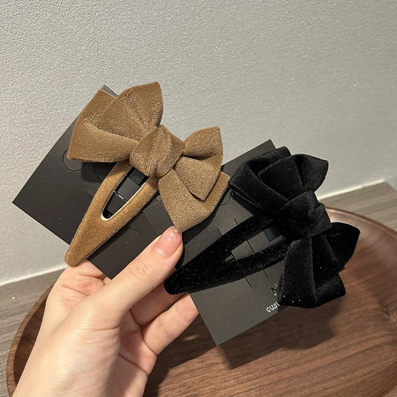 Japanese Velvet Bow Hairpin Vintage Fringe Clip Hair Accessories for Women