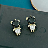 Japanese Bear Zircon Earrings Cute and Stylish Cartoon Animal Girl Earrings