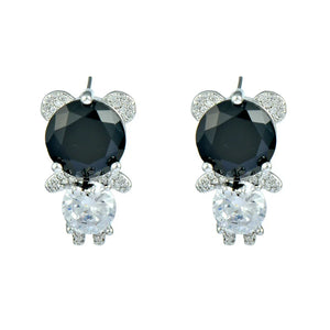 Japanese Bear Zircon Earrings Cute and Stylish Cartoon Animal Girl Earrings