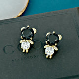 Japanese Bear Zircon Earrings Cute and Stylish Cartoon Animal Girl Earrings