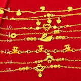 Japanese Red Book Sand-Plated 24K Love Bell Multi-Line Anklet