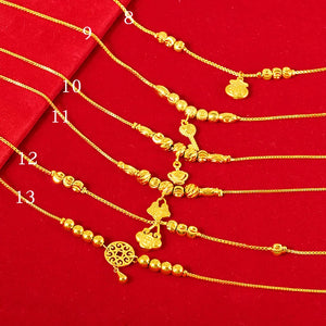 Japanese Red Book Sand-Plated 24K Love Bell Multi-Line Anklet