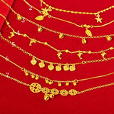 Japanese Red Book Sand-Plated 24K Love Bell Multi-Line Anklet