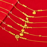 Japanese Red Book Sand-Plated 24K Love Bell Multi-Line Anklet