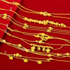 Japanese Red Book Sand-Plated 24K Love Bell Multi-Line Anklet