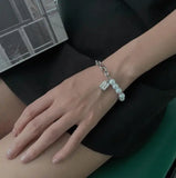 Japanese Style Pearl Bracelet Small Square Stitching Hip-hop Lucky Bracelet