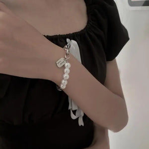 Japanese Style Pearl Bracelet Small Square Stitching Hip-hop Lucky Bracelet