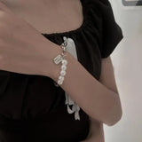 Japanese Style Pearl Bracelet Small Square Stitching Hip-hop Lucky Bracelet