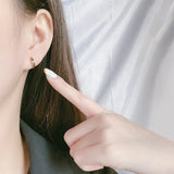 Japanese Silver Ear Buckle Double Stripe Drop Earrings