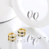 Japanese Silver Ear Buckle Double Stripe Drop Earrings