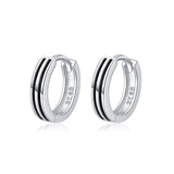 Japanese Silver Ear Buckle Double Stripe Drop Earrings
