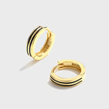 Japanese Silver Ear Buckle Double Stripe Drop Earrings