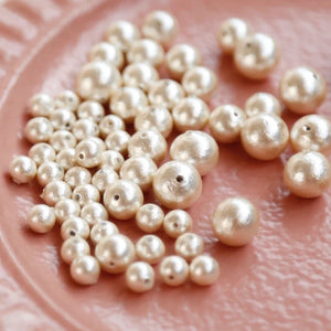 Japanese Cotton Pearl Loose Beads Shallow Champagne Straight Hole DIY Earring