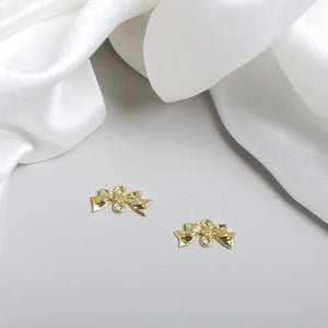 Japanese Alloy Double Hole Hanging Basic Bow DIY Earrings