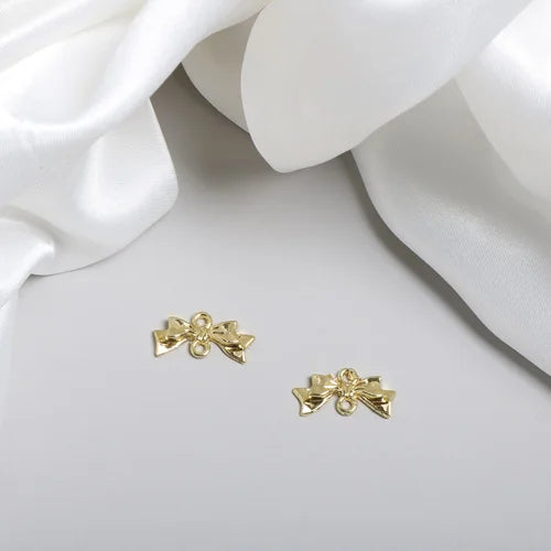 Japanese Alloy Double Hole Hanging Basic Bow DIY Earrings
