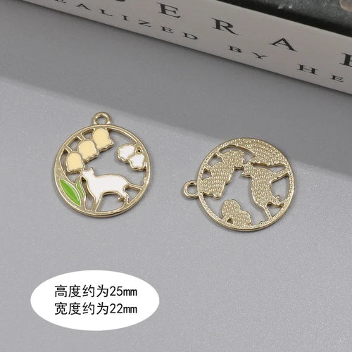 Japanese Kitten Rose Lily of the Valley Alloy Pendant